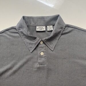 Vintage Guess Polo Shirt Mens Medium Silver Polyester Shimmer shiny